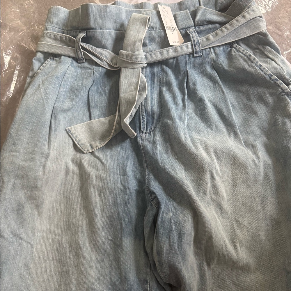 New York & Company Light Blue Paperbag Denim Pants